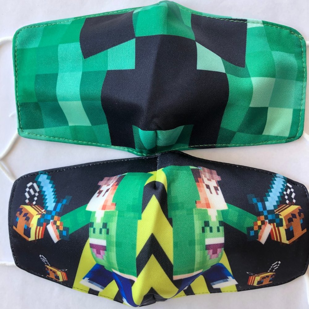 1 pc kids face mask minecraft green creeper